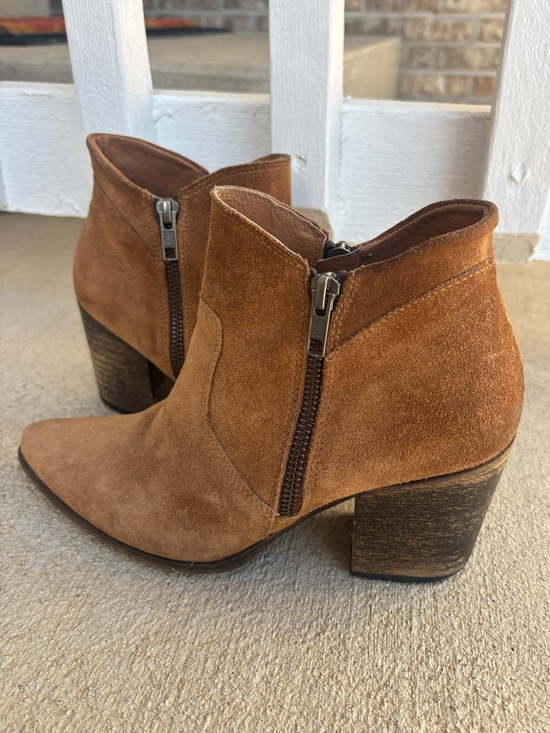 Freebird by Steven Shoes - Freebird Rock Suede Ankle Boot Womens 7 Brown Side Zip Heeled Pointed Toe Bootie